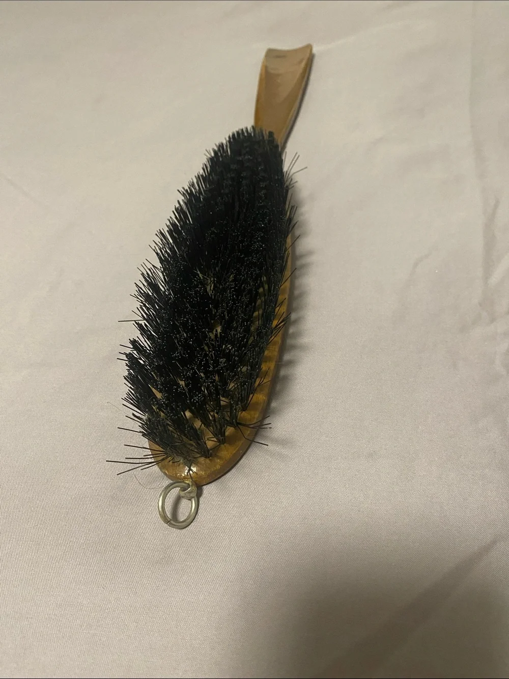 Vintage Wood-Handle Black Bristle Lint Brush for Men